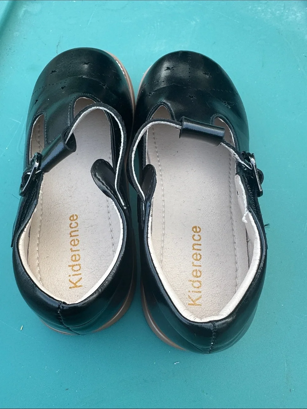 Mary Jane Black T-Strap Dress Shoes with Star Perforation